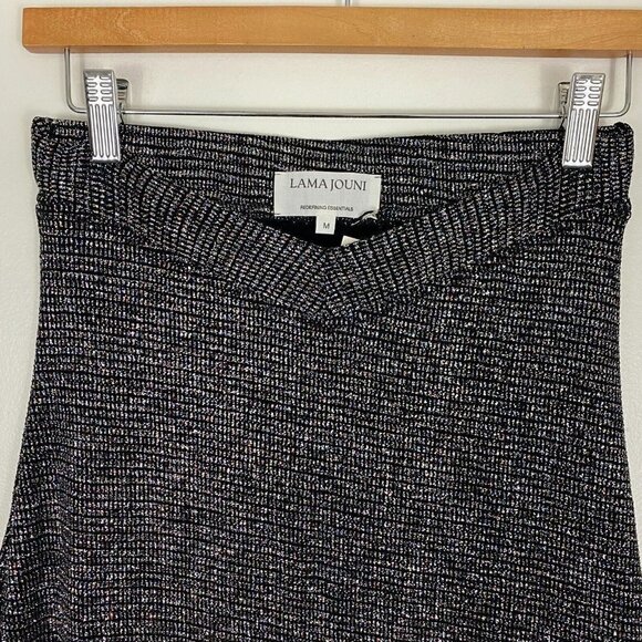 Lama Jouni Slinky Maxi Skirt Medium Black Silver Sparkly Holiday High Slits NEW - Picture 3 of 16